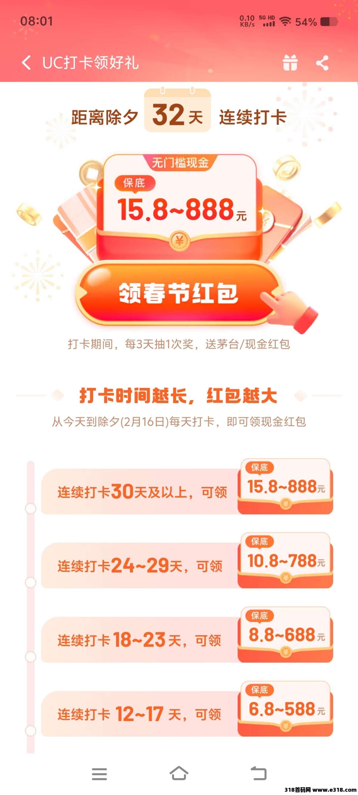 UC浏览器：邀请好友助力，打卡到过年保底收益