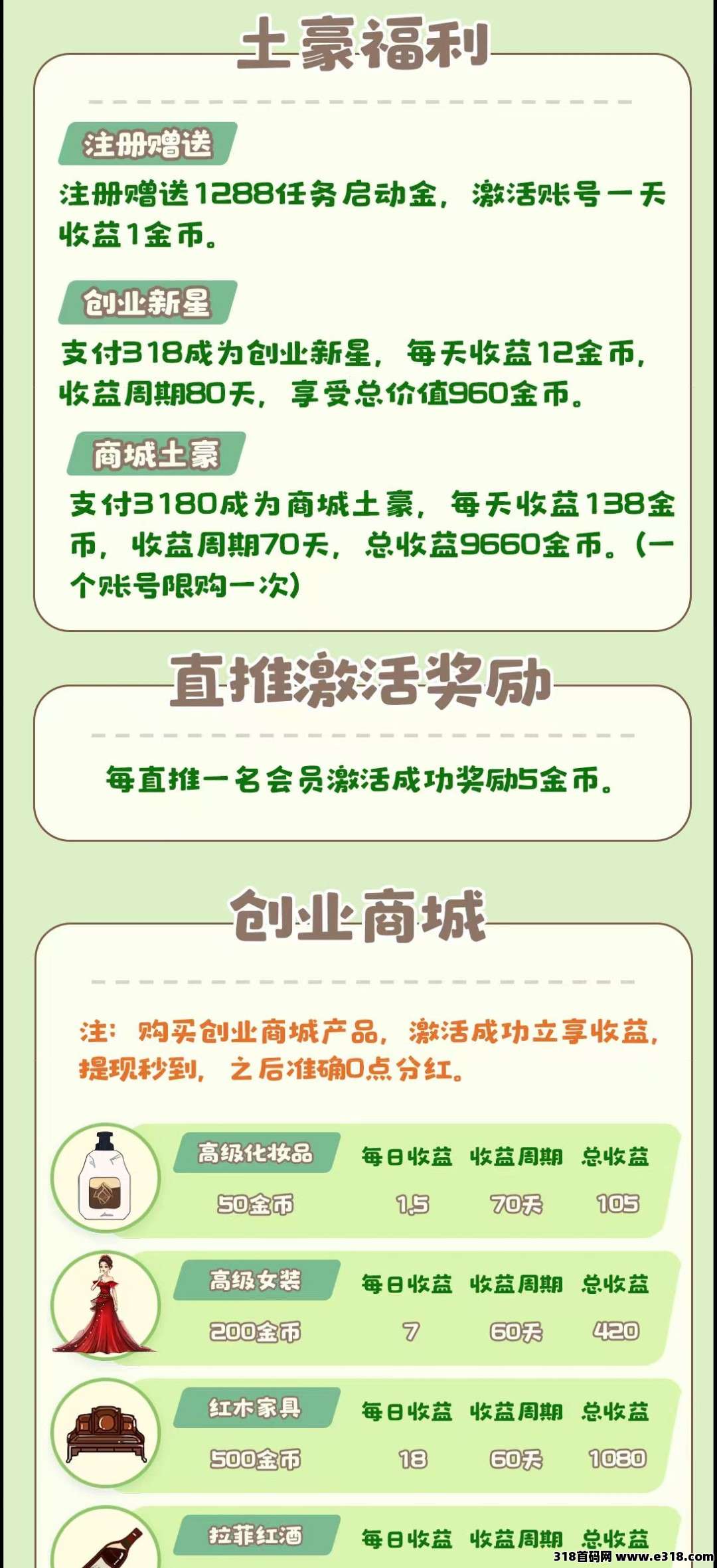 土豪养成记，零撸挂机收益，零撸保底收益高，激活后每天收益
