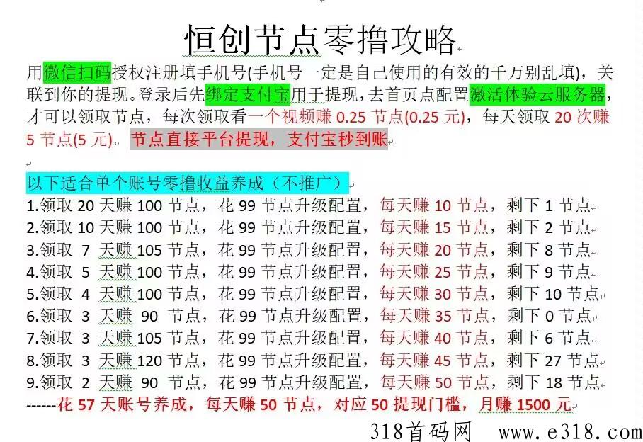 恒创节点大项目,每天**