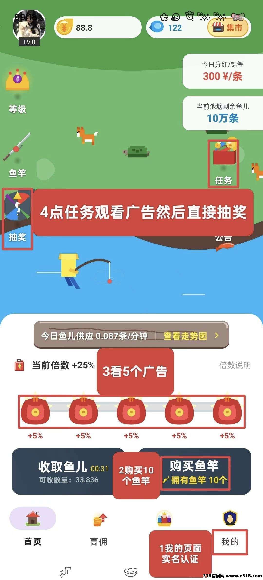 鱼塘，零撸项目，保底收益每天领