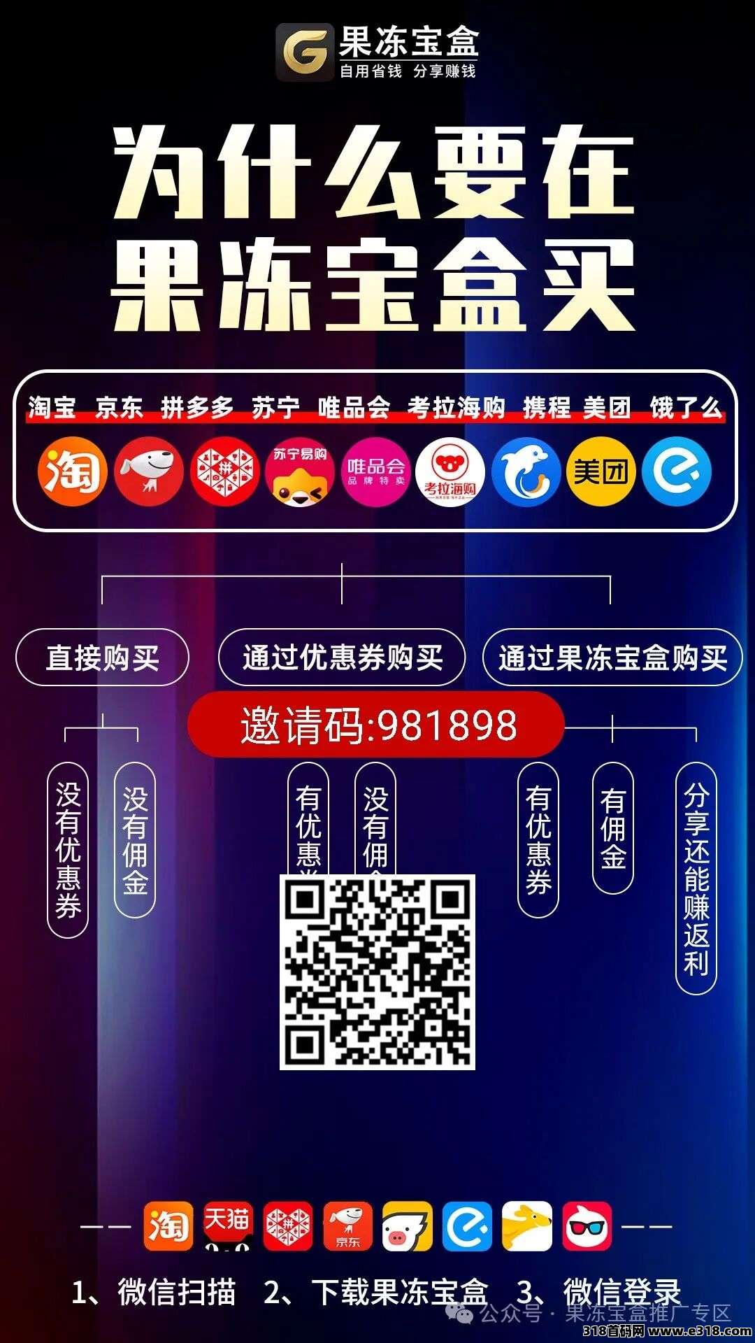 果冻宝盒,零投入永久被动收入项目,网购返佣题材